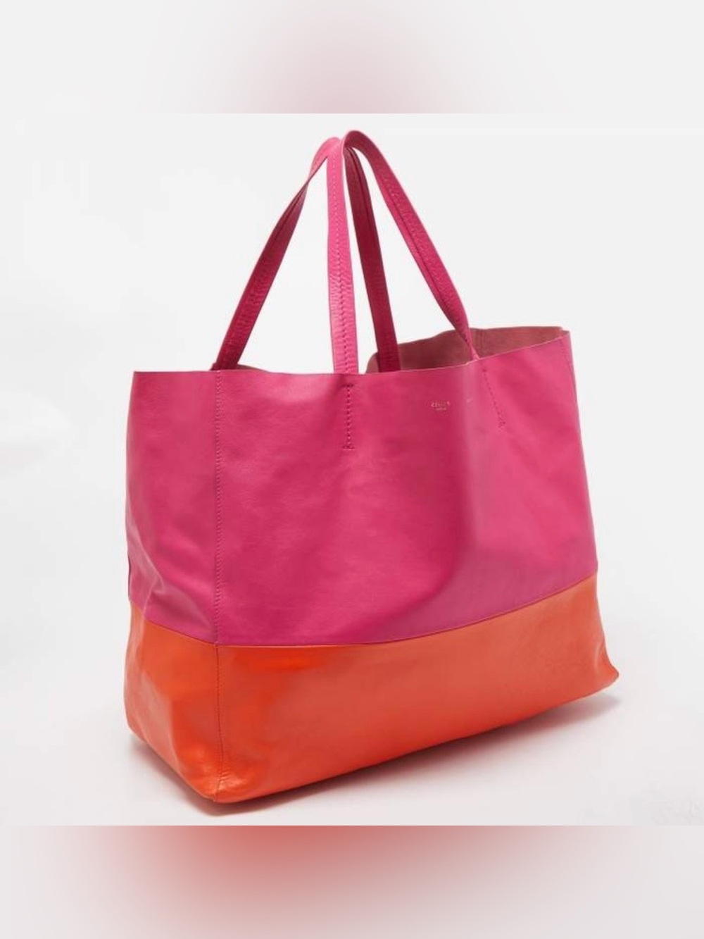 Celine Magenta/Orange Leather Horizontal Cabas Tote